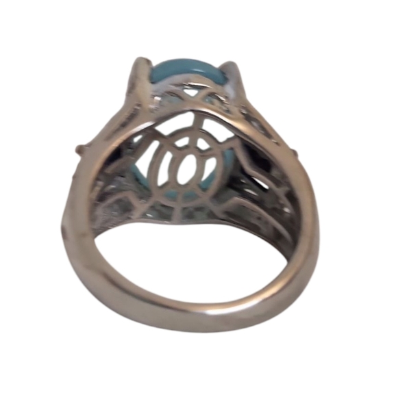 Karis Etched Sterling Silver Blue Cobalt Ring 7 - Picture 4 of 8